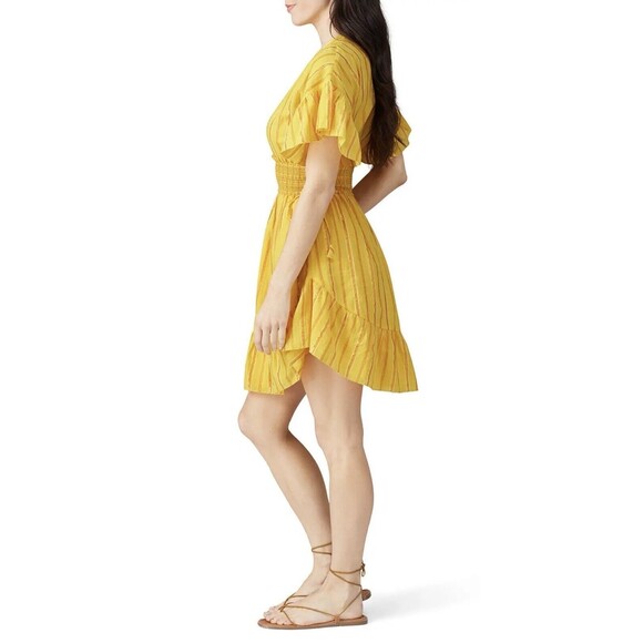 SAYLOR Adrianne Ruffle Sleeve Lightweight Yellow‎ Mini Dress SIZE SMALL - Picture 2 of 13